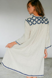 Embroidered Kimono Kaftan Robe Samantha - sustainably made MOMO NEW YORK sustainable clothing, Bohemian Bag slow fashion