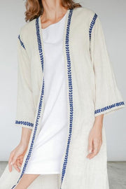 Embroidered Kimono Kaftan Robe Samantha - sustainably made MOMO NEW YORK sustainable clothing, Bohemian Bag slow fashion