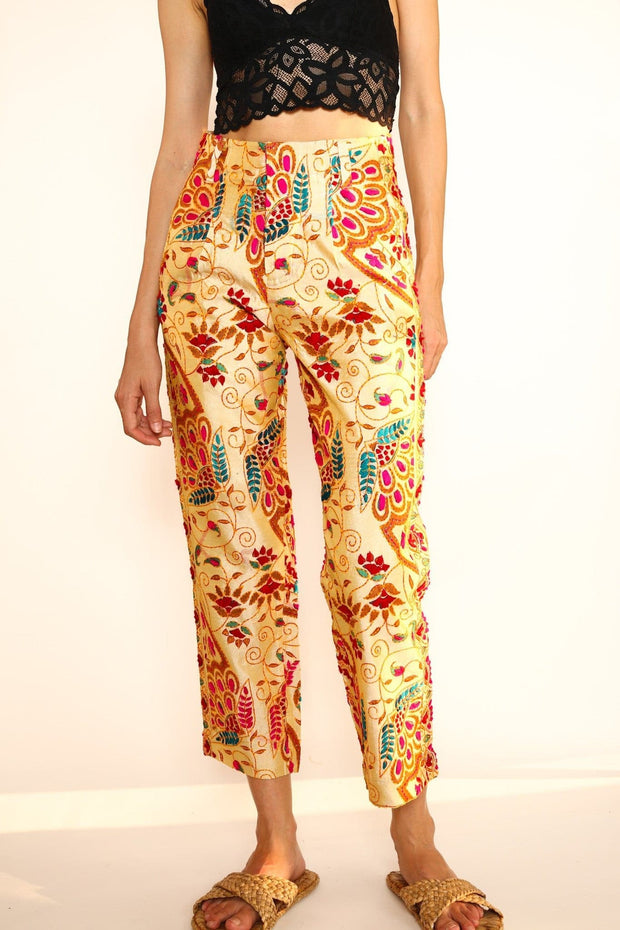 EMBROIDERED PANTS FARRAH - sustainably made MOMO NEW YORK sustainable clothing, pants slow fashion