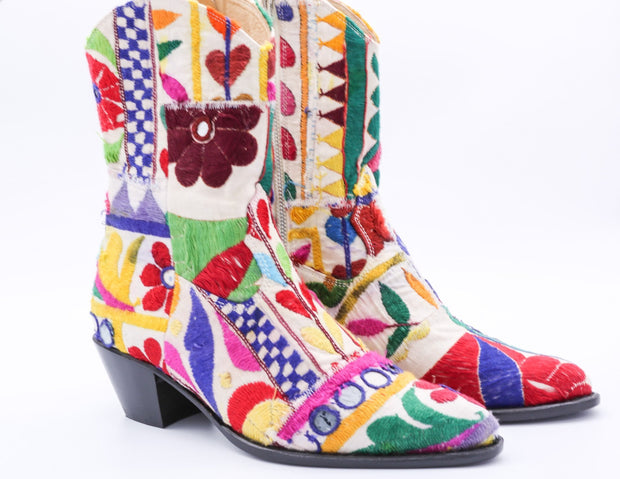 Embroidered Patchwork Cowboy Boots Ginalyn - sustainably made MOMO NEW YORK sustainable clothing, boots slow fashion