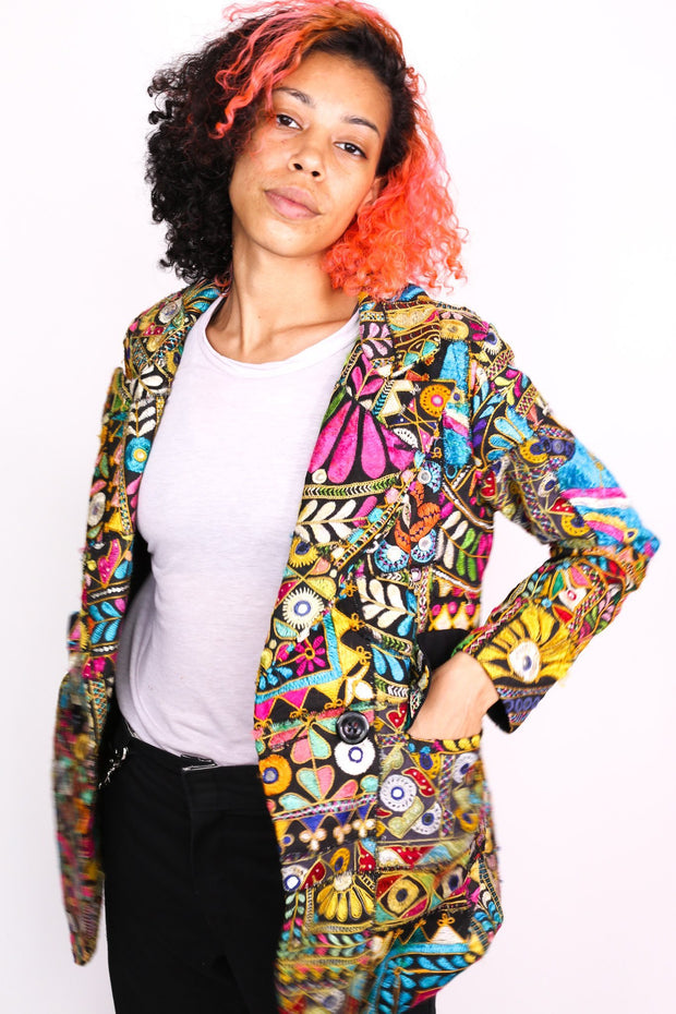 EMBROIDERED PATCHWORK JACKET FRIDA - sustainably made MOMO NEW YORK sustainable clothing, flashsalenovember22 slow fashion