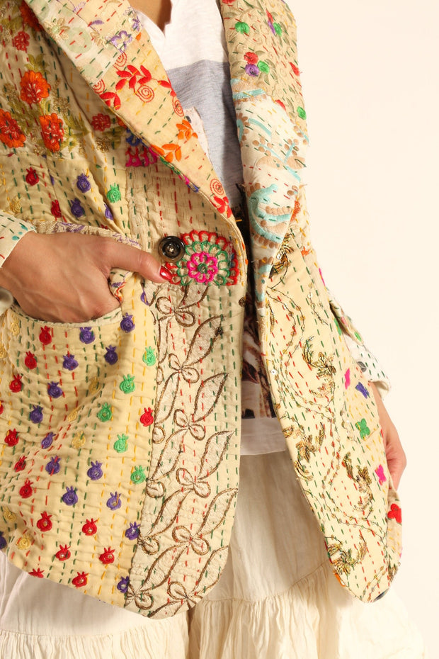 EMBROIDERED PATCHWORK JACKET PENNY - sustainably made MOMO NEW YORK sustainable clothing, Jacket slow fashion