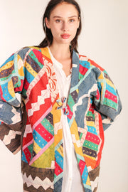 EMBROIDERED PATCHWORK KIMONO HILO - sustainably made MOMO NEW YORK sustainable clothing, slow fashion