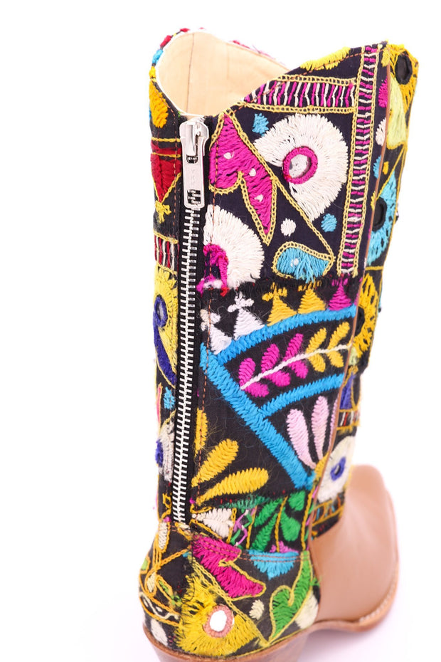 EMBROIDERED PATCHWORK LEATHER WESTERN BOOTS MAYLINDA - sustainably made MOMO NEW YORK sustainable clothing, slow fashion