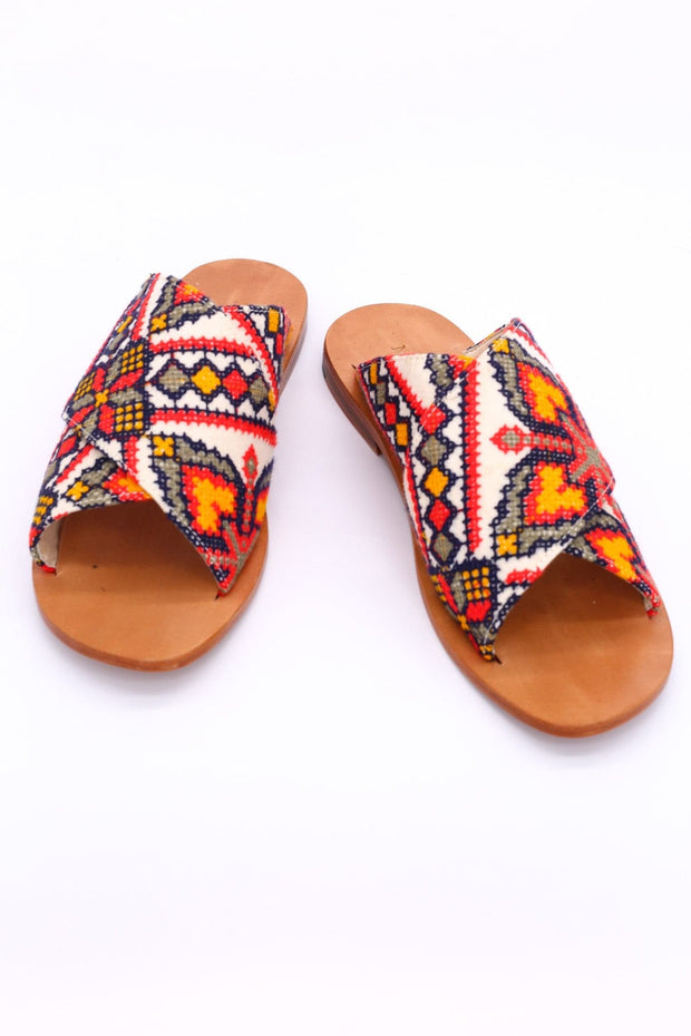 EMBROIDERED SANDALS DAISY - sustainably made MOMO NEW YORK sustainable clothing, mules slow fashion