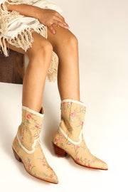 EMBROIDERED SILK BOOTS JOELLE - sustainably made MOMO NEW YORK sustainable clothing, ankle boots slow fashion