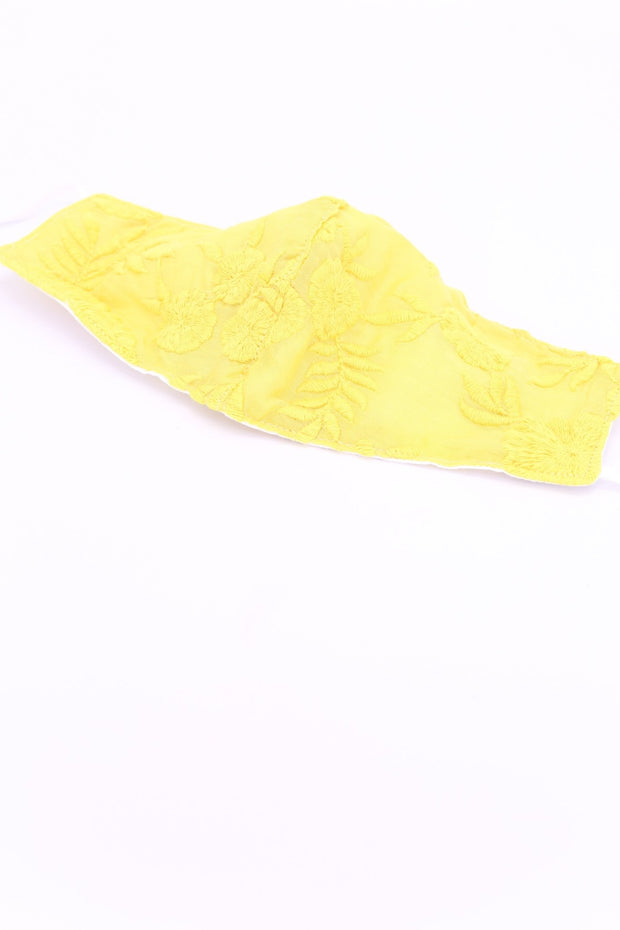 EMBROIDERED SILK COTTON FACE MASK MAYU (YELLOW) - sustainably made MOMO NEW YORK sustainable clothing, offerfm slow fashion