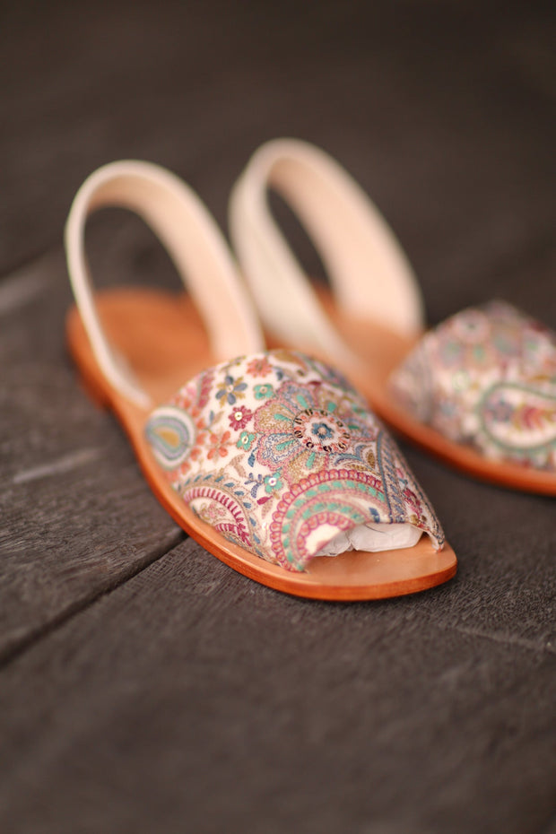 EMBROIDERED SILK SANDALS MARIE - sustainably made MOMO NEW YORK sustainable clothing, slow fashion