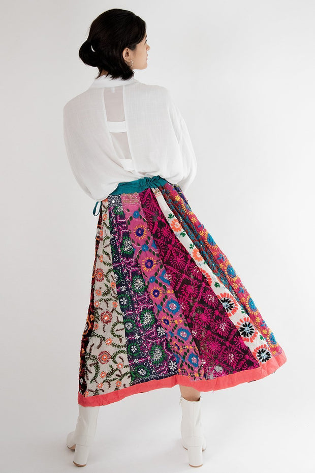 EMBROIDERED SKIRT LOUISE - sustainably made MOMO NEW YORK sustainable clothing, offer slow fashion