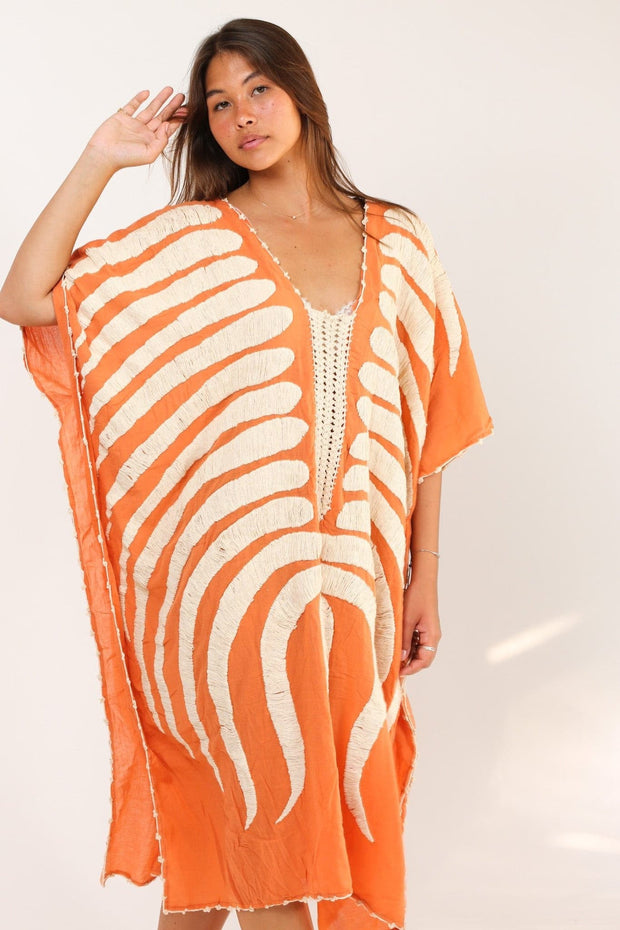 EMBROIDERED TUNIC KAFTAN MARIE CLAIRE - sustainably made MOMO NEW YORK sustainable clothing, kaftan slow fashion