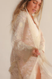 EMBROIDERED VINTAGE PINK SPECIALTY KIMONO SELINA - sustainably made MOMO NEW YORK sustainable clothing, Kimono slow fashion