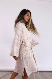 EMBROIDERED VINTAGE PINK SPECIALTY KIMONO SELINA - sustainably made MOMO NEW YORK sustainable clothing, Kimono slow fashion