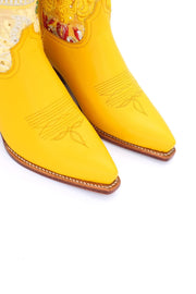 EMBROIDERED WESTERN BOOTS MARLA YELLOW - sustainably made MOMO NEW YORK sustainable clothing, boots slow fashion