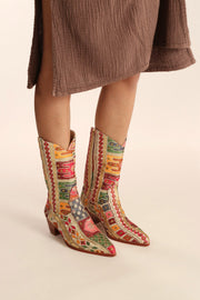 EMBROIDERED WESTERN BOOTS SILK LAFATA - sustainably made MOMO NEW YORK sustainable clothing, boots slow fashion