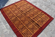 Ethnic Kilim Rug Afghan Kilim, Turkoman Kilim, Boho Kilim Rug Anatolian Kilim Turkish Kilim Floor Antique Kilim Handmade Rug - sustainably made MOMO NEW YORK sustainable clothing, rug slow fashion