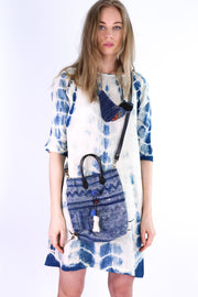 FACE MASK INDIGO PATCHWORK EMBROIDERED - sustainably made MOMO NEW YORK sustainable clothing, offerfm slow fashion