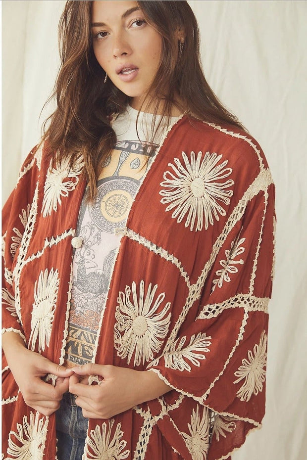 FLORA CROCHET KIMONO - sustainably made MOMO NEW YORK sustainable clothing, crochet slow fashion