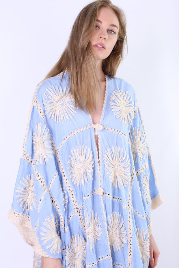 FLORA CROCHET KIMONO - sustainably made MOMO NEW YORK sustainable clothing, crochet slow fashion