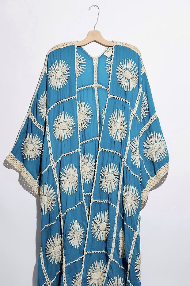 FLORA CROCHET KIMONO - sustainably made MOMO NEW YORK sustainable clothing, crochet slow fashion