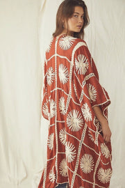 FLORA HAND CROCHET KIMONO DUSTER - sustainably made MOMO NEW YORK sustainable clothing, crochet slow fashion