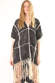 FRINGE KAFTAN DRESS RASMI - sustainably made MOMO NEW YORK sustainable clothing, kaftan slow fashion