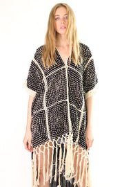 FRINGE KAFTAN DRESS RASMI - sustainably made MOMO NEW YORK sustainable clothing, kaftan slow fashion