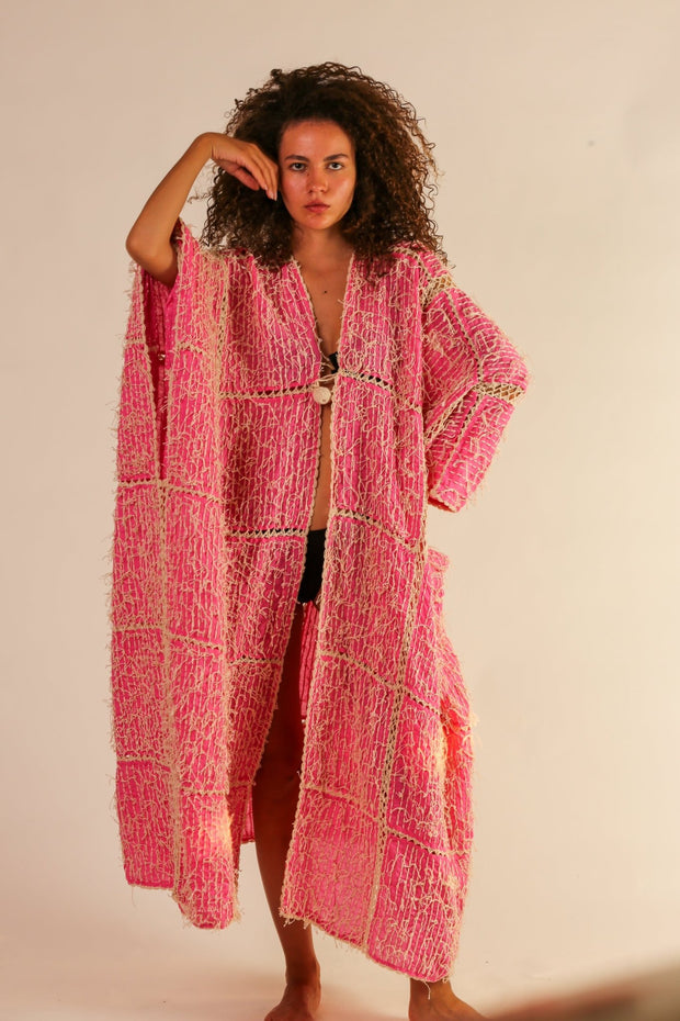 FRINGE STITCH KIMONO MADONNA - sustainably made MOMO NEW YORK sustainable clothing, Kimono slow fashion