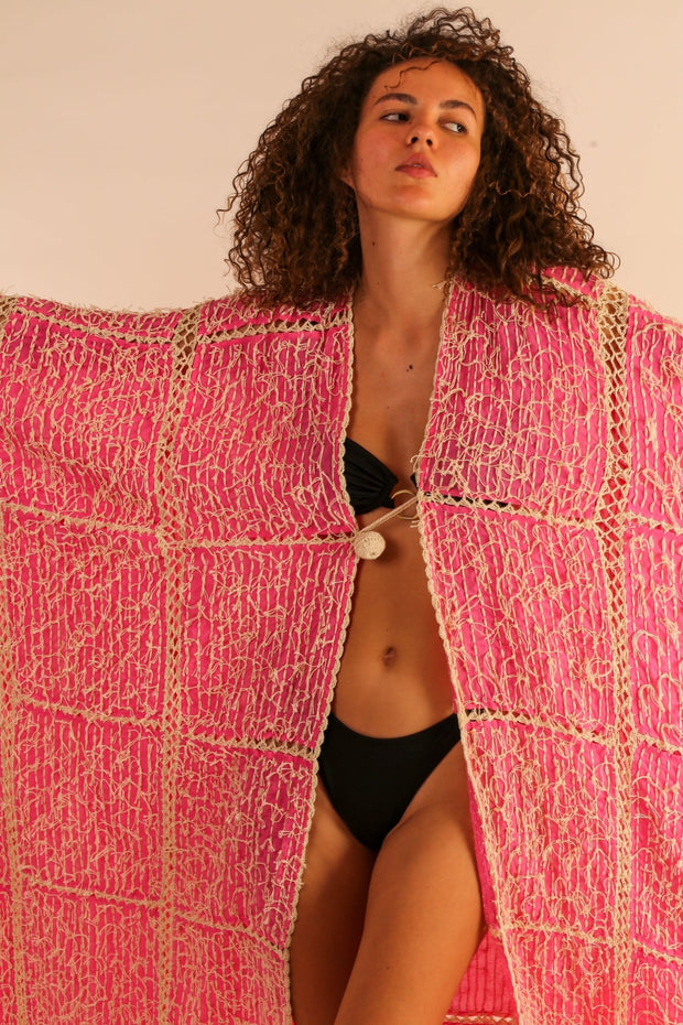 FRINGE STITCH KIMONO MADONNA - sustainably made MOMO NEW YORK sustainable clothing, Kimono slow fashion