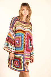 HAND CROCHET KAFTAN RAJA - sustainably made MOMO NEW YORK sustainable clothing, crochet slow fashion