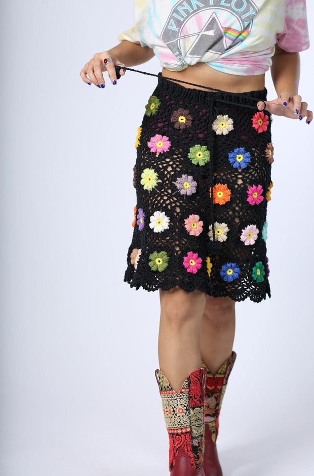 HAND CROCHET SKIRT SANDRA - sustainably made MOMO NEW YORK sustainable clothing, crochet slow fashion