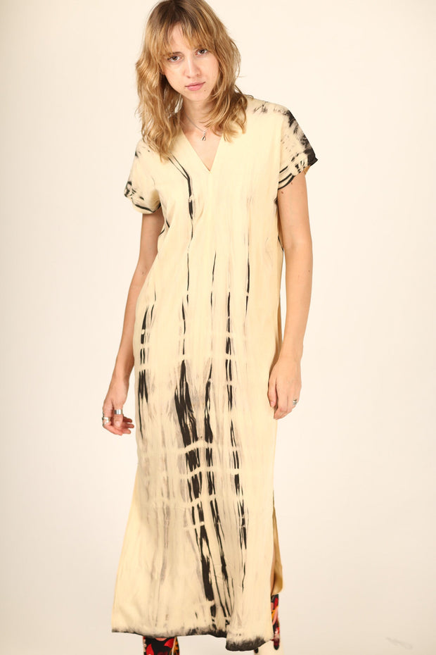 HAND NATURAL TIE DYE KAFTAN NIKI - sustainably made MOMO NEW YORK sustainable clothing, kaftan slow fashion