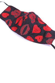 HEART & KISS FACE MASK MARILYN (BLACK/RED) - sustainably made MOMO NEW YORK sustainable clothing, offerfm slow fashion