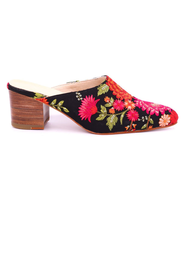 HEELED MULES EMBROIDERED X ANTHROPOLOGIE - sustainably made MOMO NEW YORK sustainable clothing, mules slow fashion