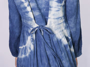 INDIGO EMBROIDERED DRESS SILBY - sustainably made MOMO NEW YORK sustainable clothing, kaftan slow fashion