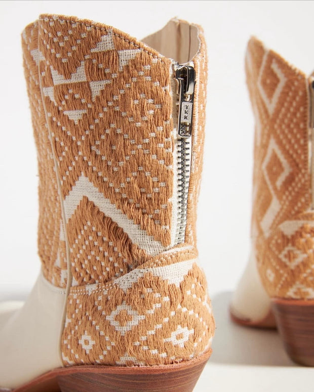 IVORY HAND WOVEN WESTERN BOOTS X ANTHROPOLOGIE - sustainably made MOMO NEW YORK sustainable clothing, boots slow fashion