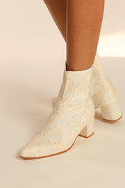 IVORY SILK EMBROIDERED WEDDING BOOTS GOLDEN - sustainably made MOMO NEW YORK sustainable clothing, boots slow fashion