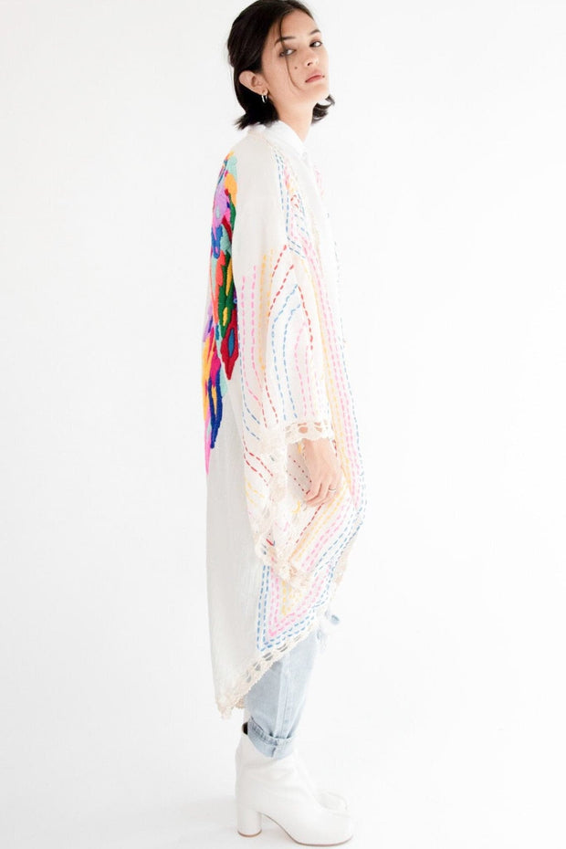 Kaftan Kimono Bila White - sustainably made MOMO NEW YORK sustainable clothing, Boho Chic slow fashion