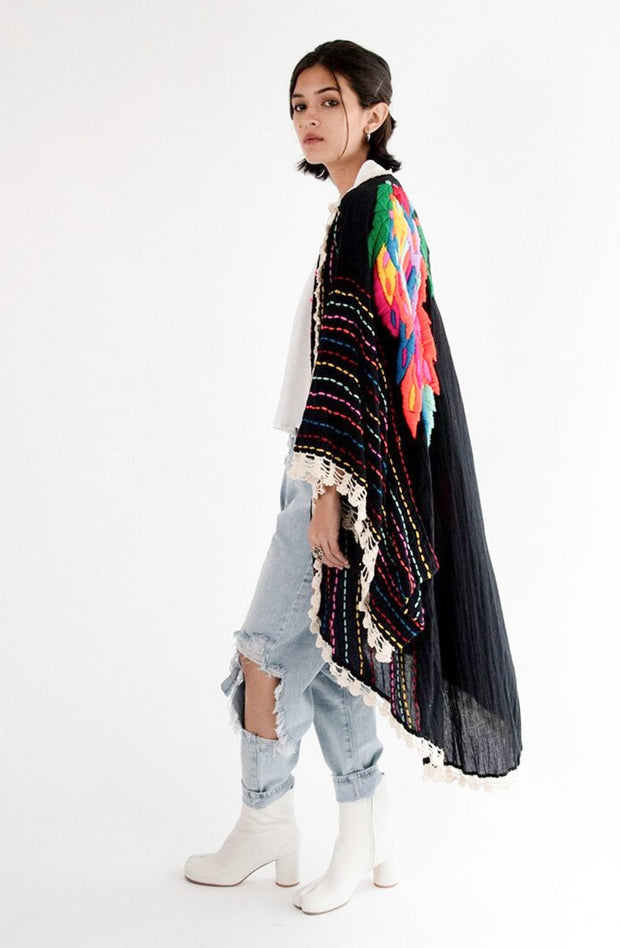 Kaftan Kimono Bila White - sustainably made MOMO NEW YORK sustainable clothing, Boho Chic slow fashion