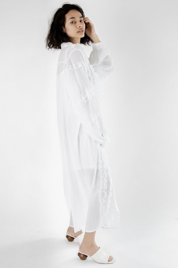 Kaftan Lace Detail Dress Homer - sustainably made MOMO NEW YORK sustainable clothing, kaftan slow fashion