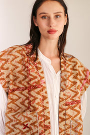 KANTHA COTTON VEST WISUSA - sustainably made MOMO NEW YORK sustainable clothing, Kimono slow fashion