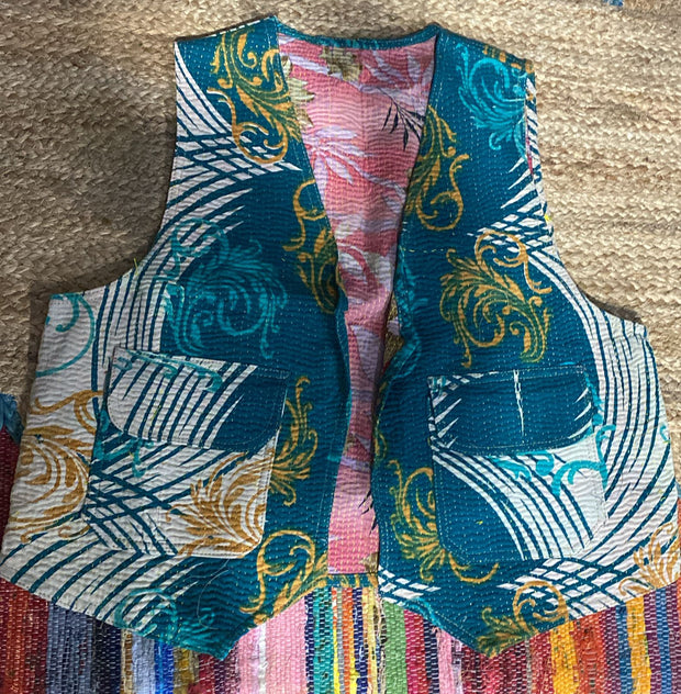 KANTHA QUILT VEST AMIRA - sustainably made MOMO NEW YORK sustainable clothing, slow fashion