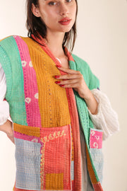 KANTHA QUILT VEST HENISSA - sustainably made MOMO NEW YORK sustainable clothing, slow fashion