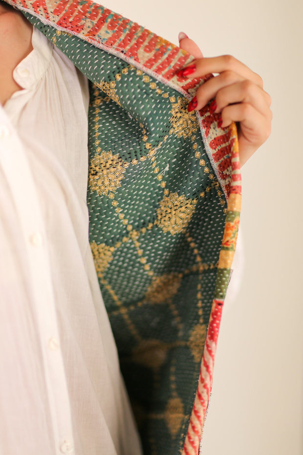 KANTHA QUILT VEST RUISA - sustainably made MOMO NEW YORK sustainable clothing, Kimono slow fashion