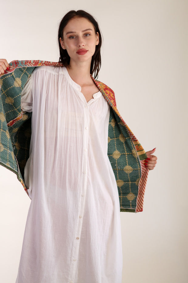 KANTHA QUILT VEST RUISA - sustainably made MOMO NEW YORK sustainable clothing, Kimono slow fashion