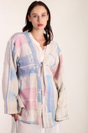 KANTHA QUILT VINTAGE FABRIC KIMONO YUMA - sustainably made MOMO NEW YORK sustainable clothing, Kimono slow fashion