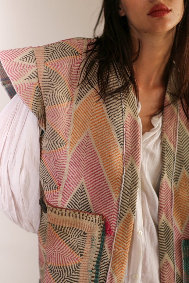 KANTHA VEST KIMII - sustainably made MOMO NEW YORK sustainable clothing, slow fashion