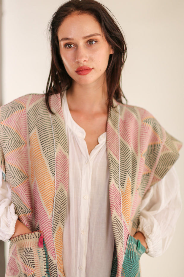 KANTHA VEST KIMII - sustainably made MOMO NEW YORK sustainable clothing, slow fashion