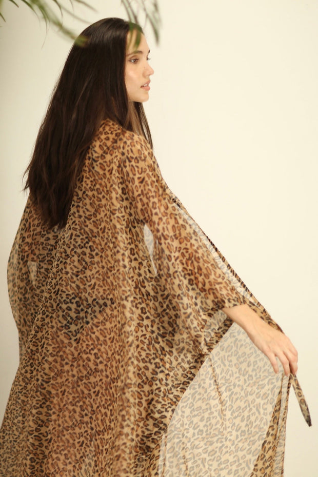 KRATOS CHEETAH LEOPARD PRINT KIMONO - sustainably made MOMO NEW YORK sustainable clothing, kimono slow fashion