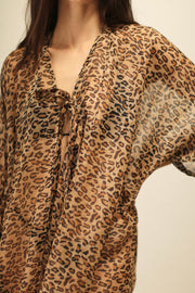 KRATOS CHEETAH LEOPARD PRINT KIMONO - sustainably made MOMO NEW YORK sustainable clothing, kimono slow fashion