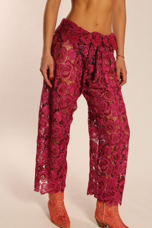 LACE WRAP FISHERMAN PANTS MALIBU - sustainably made MOMO NEW YORK sustainable clothing, pants slow fashion